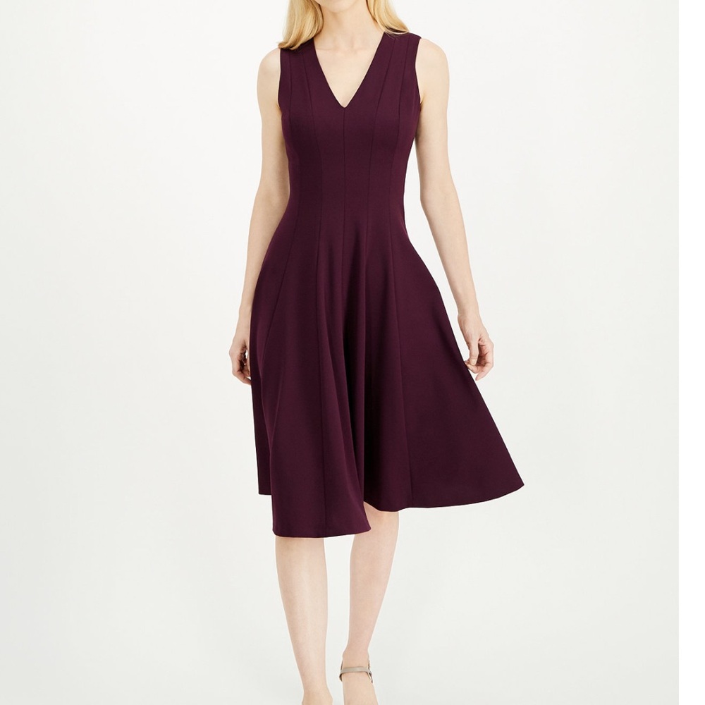 Calvin Klein V-Neck Fit & Flare Dress